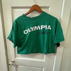 Olympia Activewear Green Crop Tee with White Logo